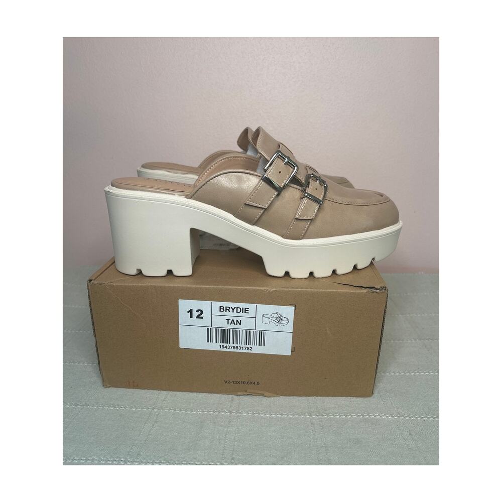 Journee Collection Brydie Women's Tan Platform Mule Pump Tru Comfort Foam Sz 12